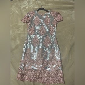 Small, sequin, and lace mini dress